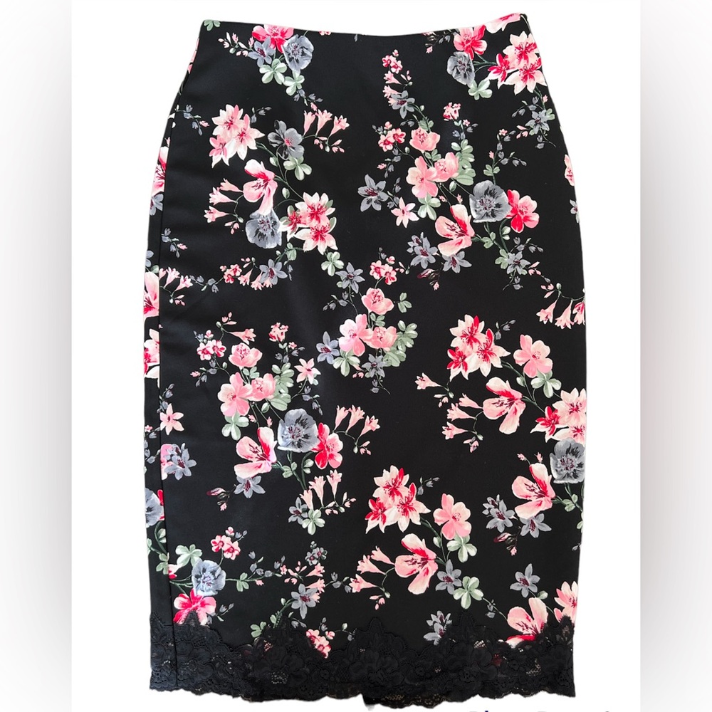 EXPRESS Pencil cut floral skirt
